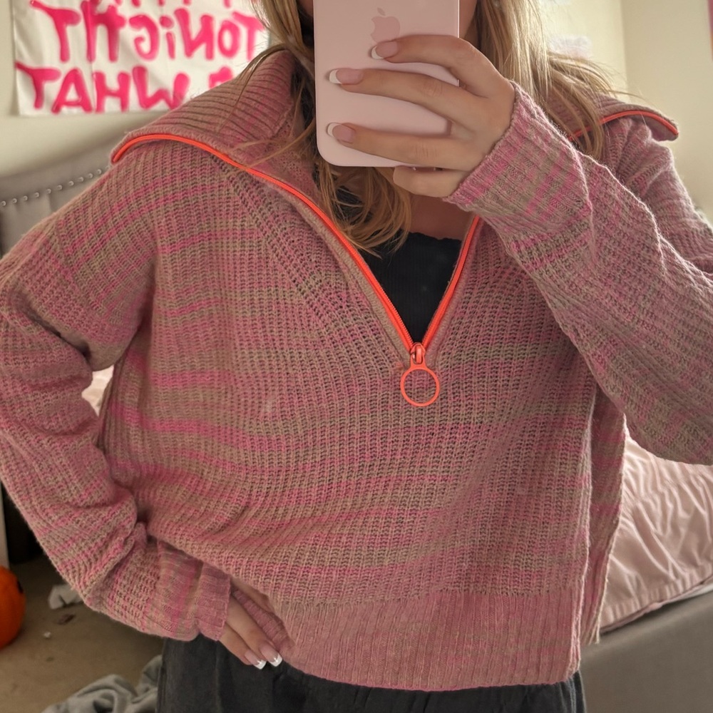 Multi-colored Aerie Cropped Zipper Turtleneck Half-zip